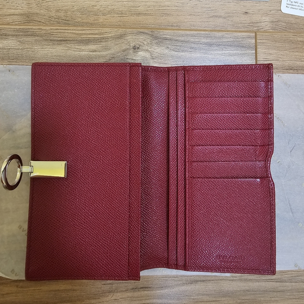 โค๏ธ๐HOST PICK๐โค๏ธBVLGARI B ZERO 1 Circle Logo Long Wallet Ruby - Picture 7 of 17